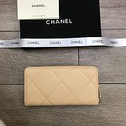 Chanel Zipper Long Wallet Large Diamond Pattern Leather Chain CC Buckle Beige – 6870 - 19 cm - 2