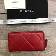 Chanel Zipper Long Wallet Large Diamond Pattern Leather Chain CC Buckle Red – 6870 - 19 cm - 6