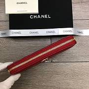 Chanel Zipper Long Wallet Large Diamond Pattern Leather Chain CC Buckle Red – 6870 - 19 cm - 5