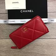 Chanel Zipper Long Wallet Large Diamond Pattern Leather Chain CC Buckle Red – 6870 - 19 cm - 4