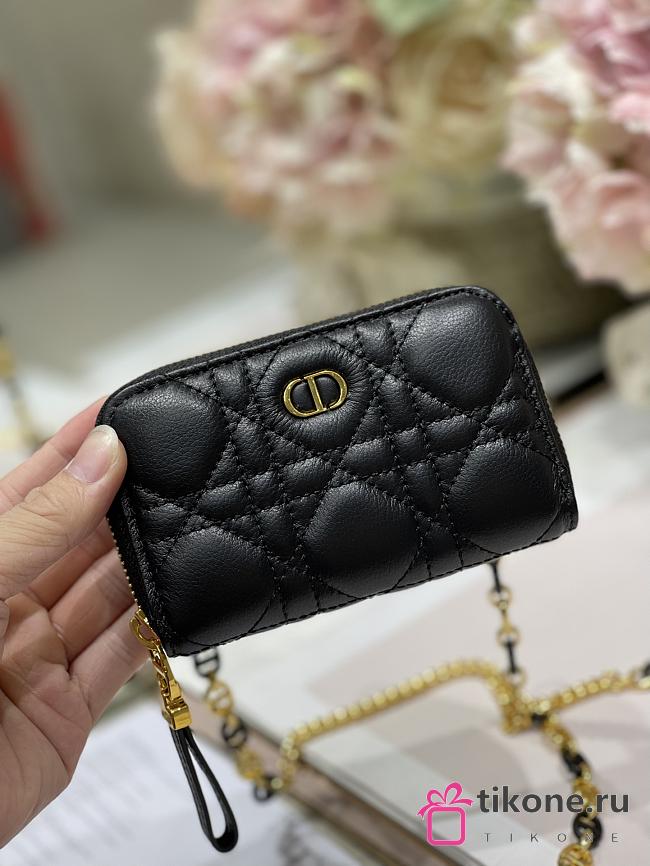 Dior Mini Caro Zip Clutch Black - 5087# - 12 x 8.5 cm - 1