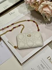 Dior Mini Caro Zip Clutch White - 5087# - 12 x 8.5 cm - 5