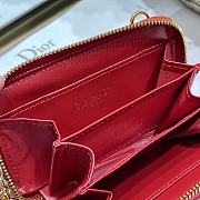 Dior Mini Caro Zip Clutch Red - 5087# - 12 x 8.5 cm - 2