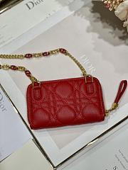 Dior Mini Caro Zip Clutch Red - 5087# - 12 x 8.5 cm - 3