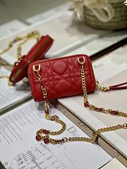 Dior Mini Caro Zip Clutch Red - 5087# - 12 x 8.5 cm - 4