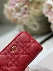 Dior Mini Caro Zip Clutch Red - 5087# - 12 x 8.5 cm - 5