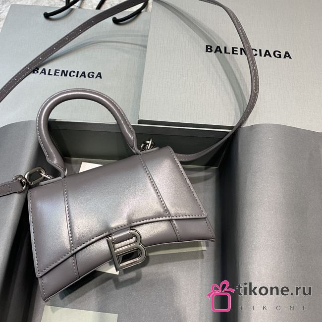 Balenciaga Hourglass In  Smoky Gray Shiny Box Calfskin – 19x8x11cm - 1