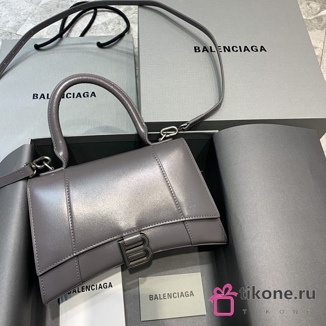 Balenciaga Hourglass In  Smoky Gray Shiny Box Calfskin – 23x10x14cm - 1