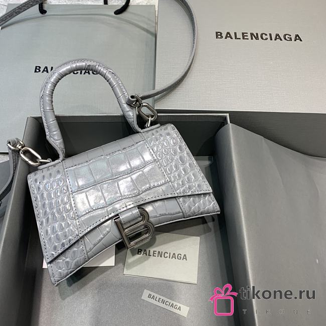 Balenciaga Hourglass Crocodile Dark Gray – 19x8x11cm - 1