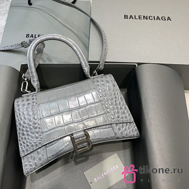 Balenciaga Hourglass Crocodile Dark Gray – 23x10x14cm - 1