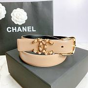 Chanel Calfskin And Golden Metal Belt Beige - 1