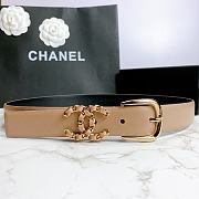 Chanel Calfskin And Golden Metal Belt Beige - 6