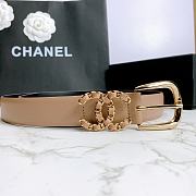 Chanel Calfskin And Golden Metal Belt Beige - 3