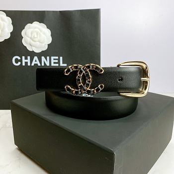 Chanel Calfskin And Golden Metal Belt Black