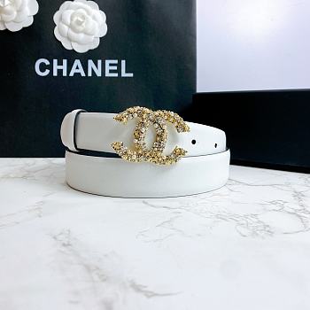 Chanel Belt Hardware Adopts Logo Classic Letter Buckle Cowhide White – 3cm