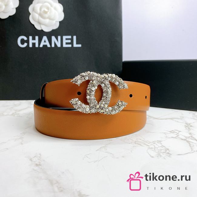 Chanel Belt Hardware Adopts Logo Classic Letter Buckle Cowhide Orange – 3cm - 1