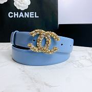 Chanel Belt Hardware Adopts Logo Classic Letter Buckle Cowhide Blue – 3cm - 1