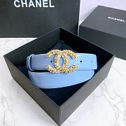 Chanel Belt Hardware Adopts Logo Classic Letter Buckle Cowhide Blue – 3cm - 6