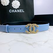 Chanel Belt Hardware Adopts Logo Classic Letter Buckle Cowhide Blue – 3cm - 3