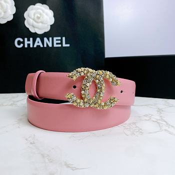 Chanel Belt Hardware Adopts Logo Classic Letter Buckle Cowhide Pink – 3cm