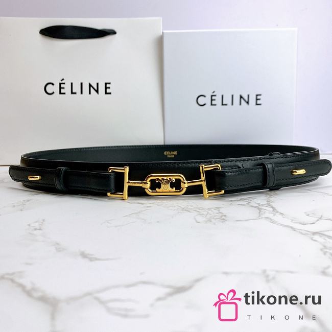 Celine Belt Horsebit Buckle Cow Leather Belt Calf Leather Black – 30mm - 1