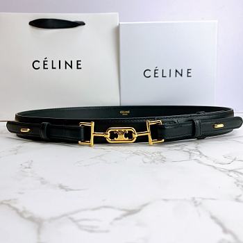 Celine Belt Horsebit Buckle Cow Leather Belt Calf Leather Black – 30mm