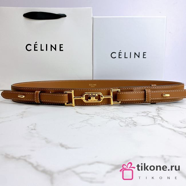 Celine Belt Horsebit Buckle Cow Leather Belt Calf Leather Brown – 30mm - 1