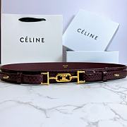 Celine Belt Horsebit Buckle Cow Leather Belt Python Leather Burgundy – 30mm - 1