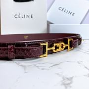 Celine Belt Horsebit Buckle Cow Leather Belt Python Leather Burgundy – 30mm - 5