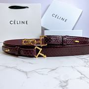 Celine Belt Horsebit Buckle Cow Leather Belt Python Leather Burgundy – 30mm - 2