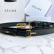 Celine Belt Horsebit Buckle Cow Leather Belt Python Leather Black – 30mm - 5