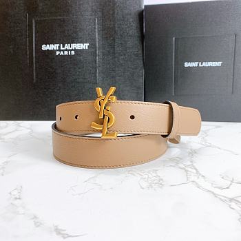 YSL Calfskin Soft Waist Buckle Classic Beige – 30mm