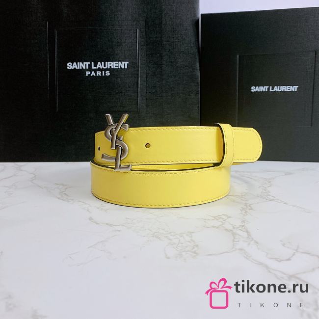 YSL Calfskin Soft Waist Buckle Classic Yellow – 30mm - 1