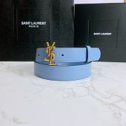 YSL Calfskin Soft Waist Buckle Classic Blue – 30mm - 1