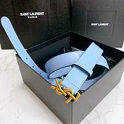 YSL Calfskin Soft Waist Buckle Classic Blue – 30mm - 5