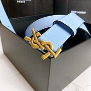 YSL Calfskin Soft Waist Buckle Classic Blue – 30mm - 4