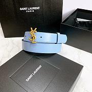 YSL Calfskin Soft Waist Buckle Classic Blue – 30mm - 3