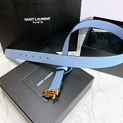 YSL Calfskin Soft Waist Buckle Classic Blue – 30mm - 2