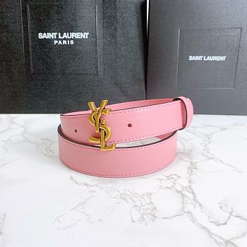 YSL Calfskin Soft Waist Buckle Classic Pink – 30mm