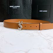 YSL Calfskin Soft Waist Buckle Classic Brown – 30mm - 5