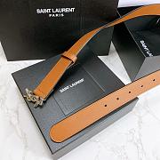 YSL Calfskin Soft Waist Buckle Classic Brown – 30mm - 3