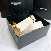 YSL Calfskin Soft Waist Buckle Classic White – 30mm - 6