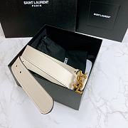 YSL Calfskin Soft Waist Buckle Classic White – 30mm - 5