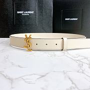 YSL Calfskin Soft Waist Buckle Classic White – 30mm - 4