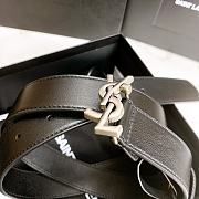 YSL Calfskin Soft Waist Silver Buckle Classic Black – 30mm - 5