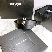 YSL Calfskin Soft Waist Silver Buckle Classic Black – 30mm - 4