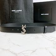 YSL Calfskin Soft Waist Silver Buckle Classic Black – 30mm - 3