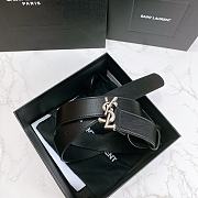 YSL Calfskin Soft Waist Silver Buckle Classic Black – 30mm - 2