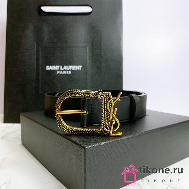 YSL Letter Buckle Gold Black – 30mm - 1