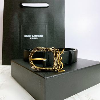 YSL Letter Buckle Gold Black – 30mm